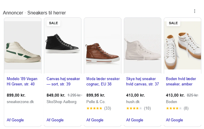 Google Shopping-annonce